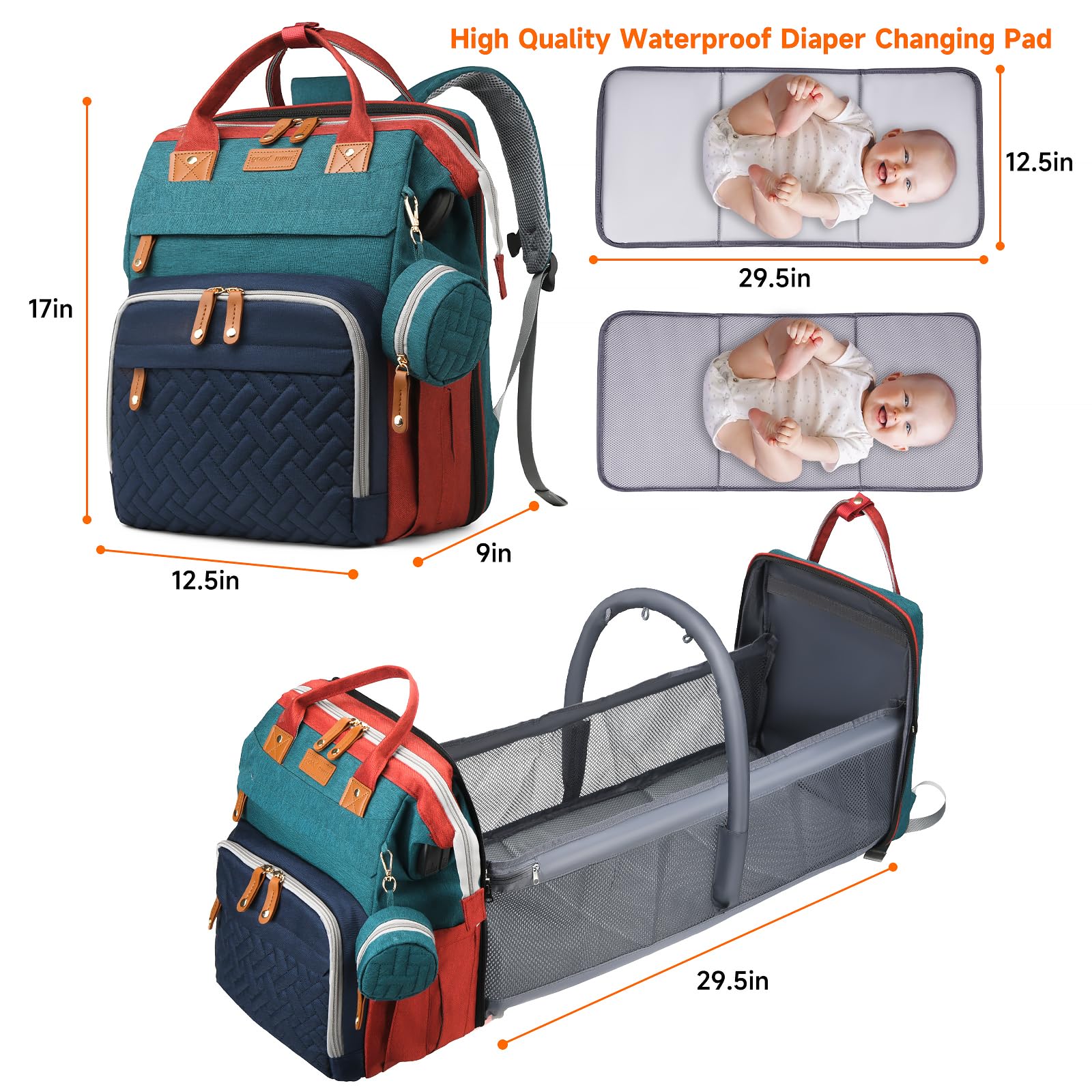 ANWTOTU diaper bag backpack with USB port for on-the-go charging.