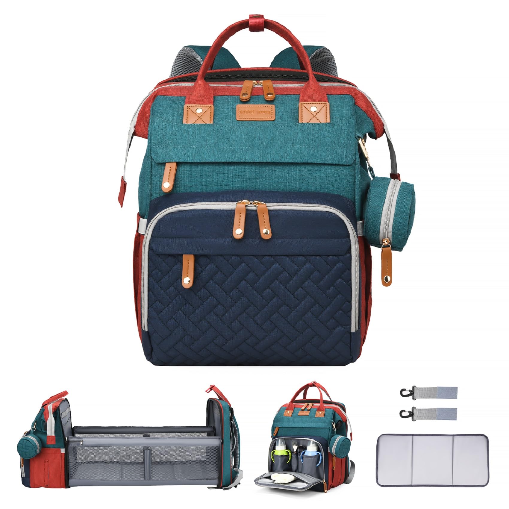 ANWTOTU diaper bag backpack with waterproof 900D fabric, ideal for daily outings.
