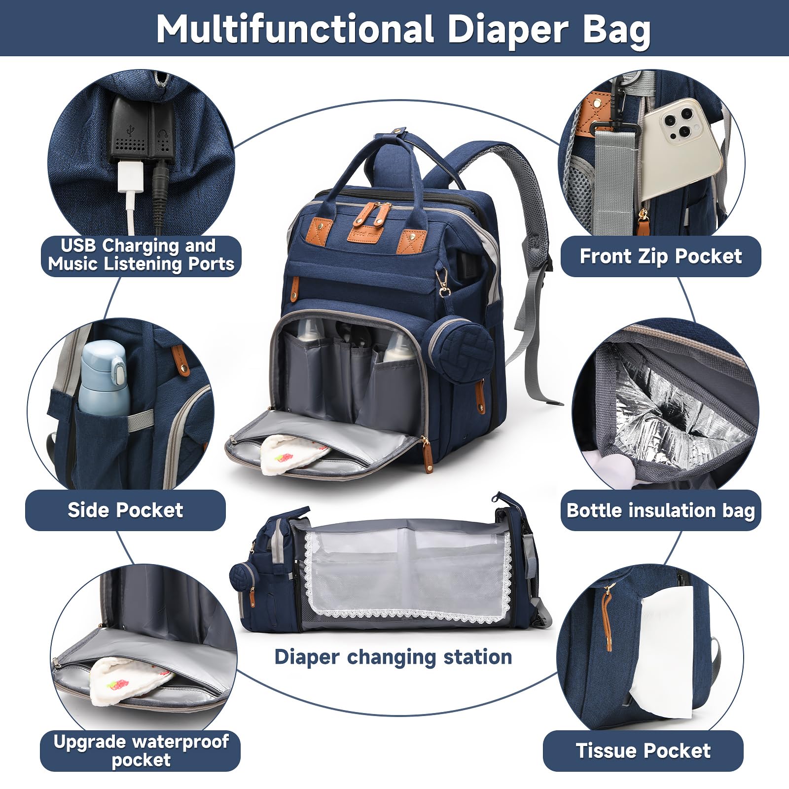 ANWTOTU insulated bottle pockets keep feeds at the right temperature.