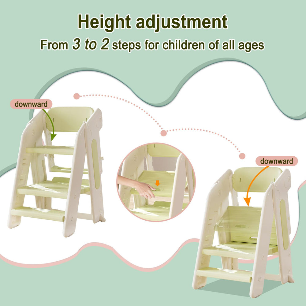 Anxeit Toddler Tower non-slip feet keep stability during use.