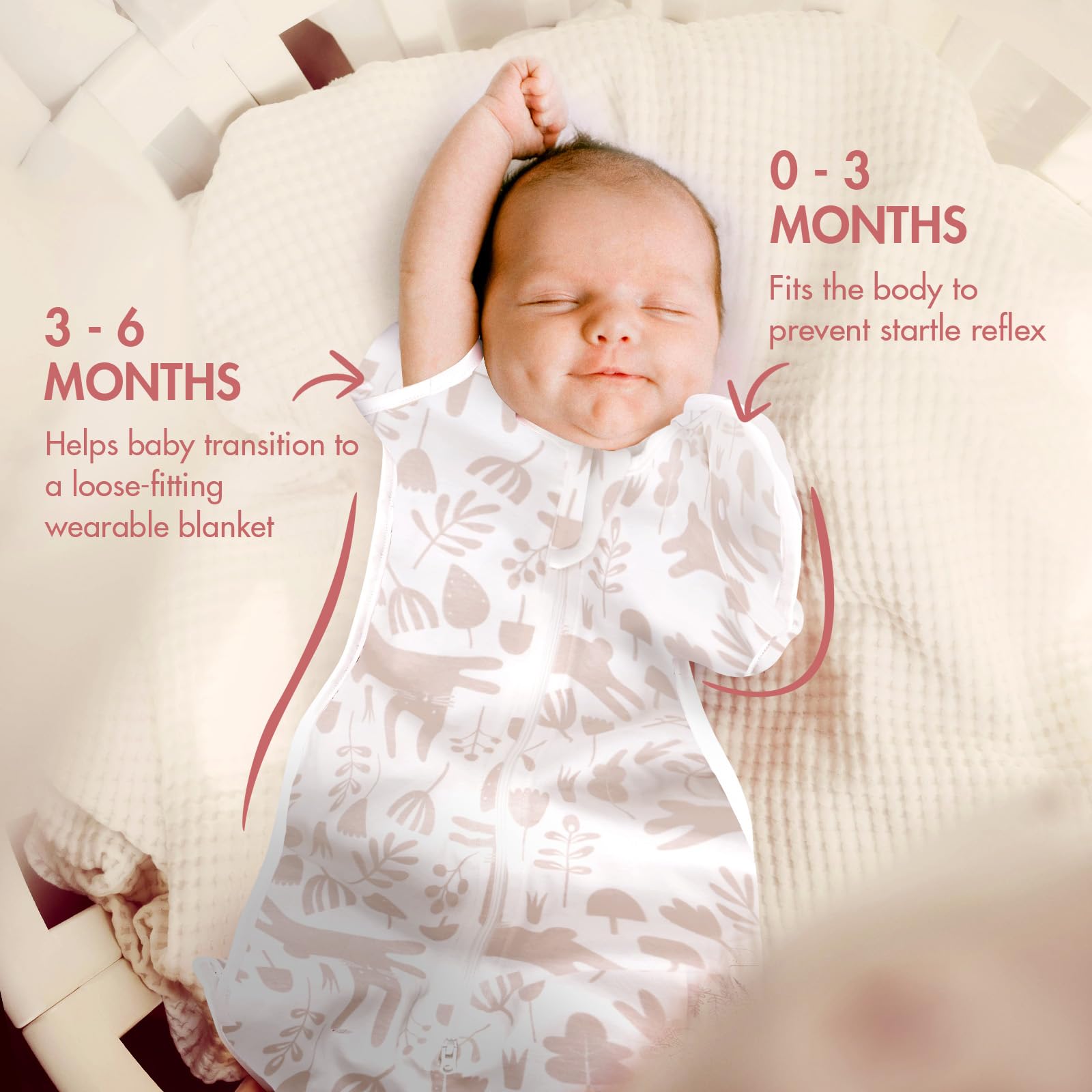 ANYEDDE 2-way zipper swaddle for quick diaper changes.