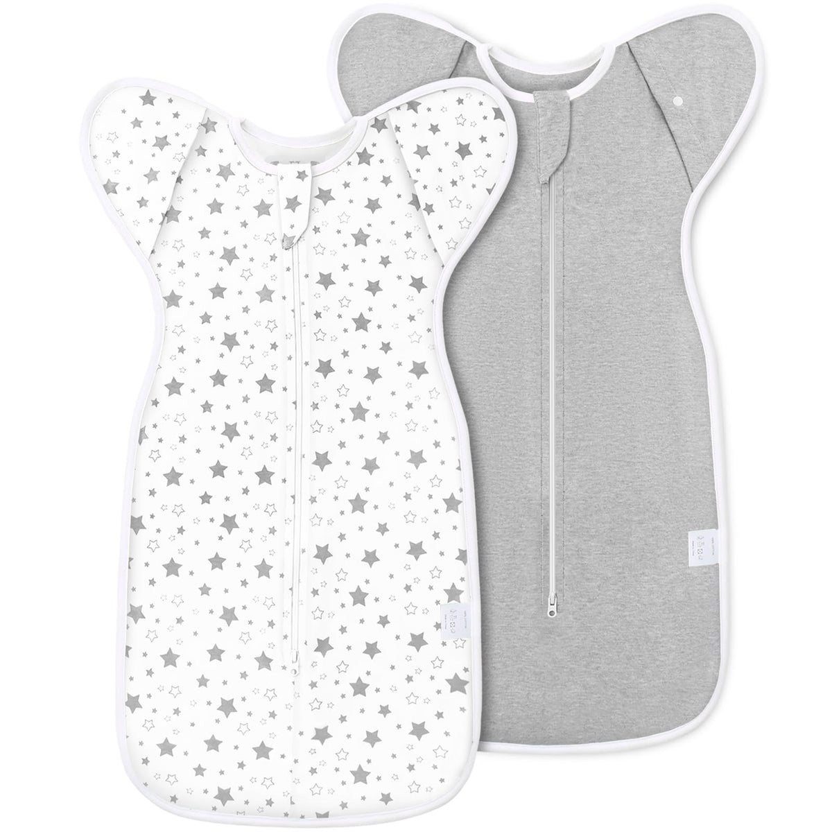 ANYEDDE baby transitional swaddle with arms up gray stars design for secure sleep