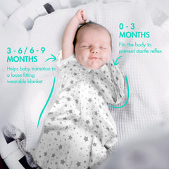 ANYEDDE swaddle with arms up, two-way zipper for quick diaper changes