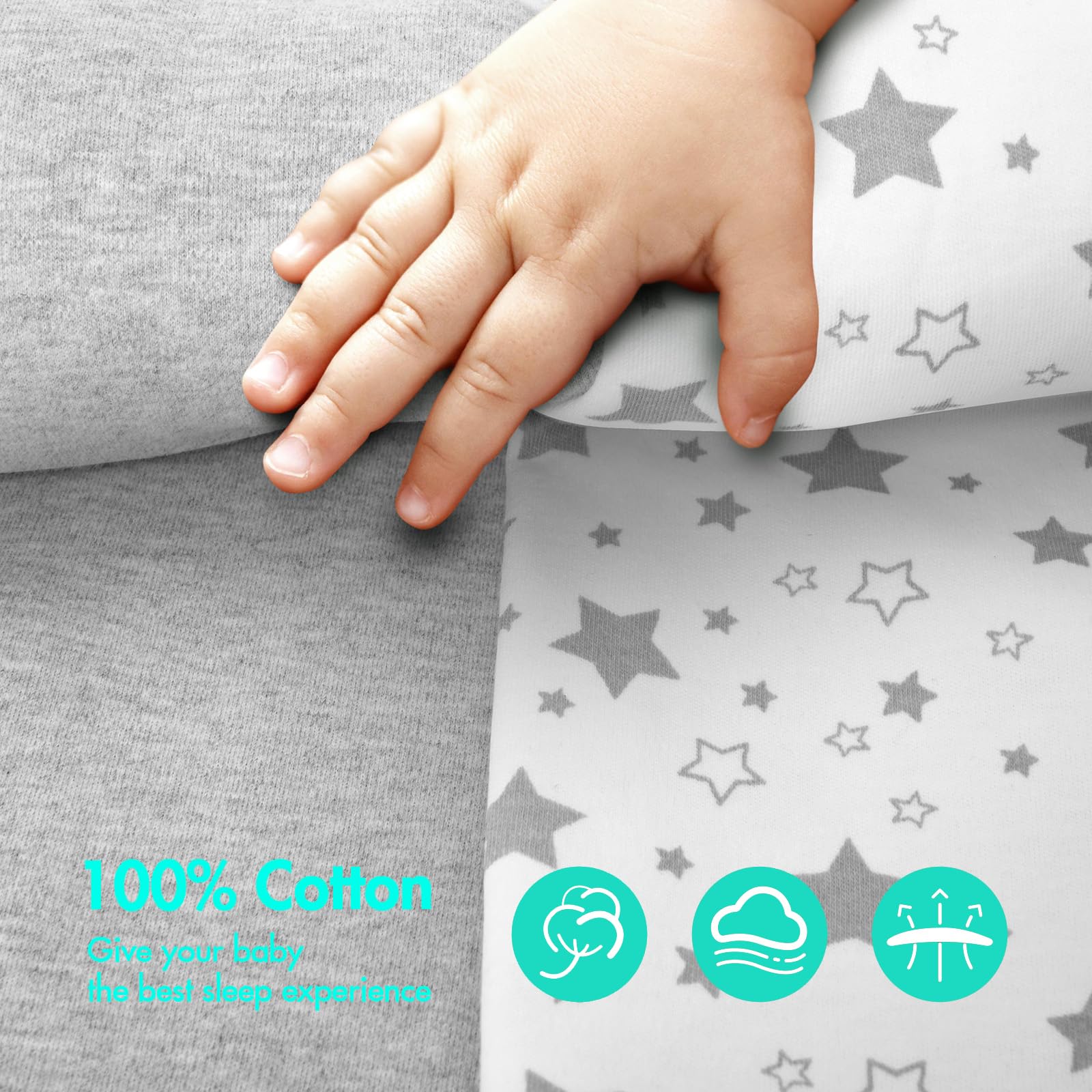 ANYEDDE cozy gray stars swaddle pictured in a nursery