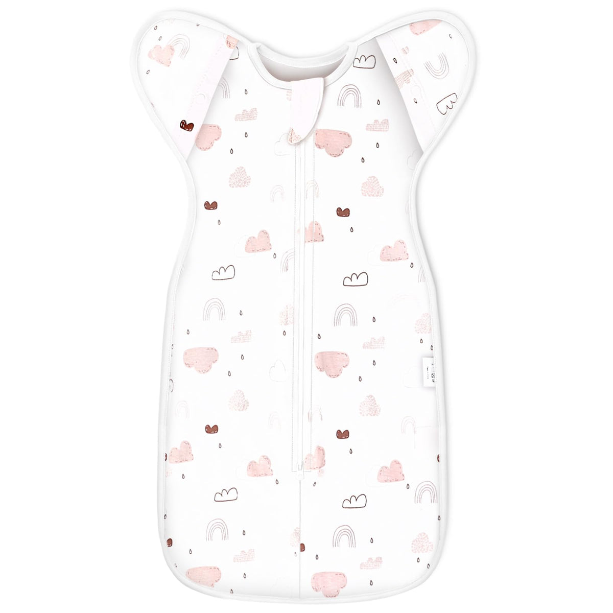 ANYEDDE pink cloud transition swaddle image; promotes secure sleep for babies.