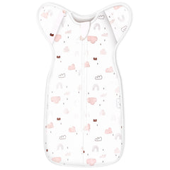 ANYEDDE pink cloud transition swaddle image; promotes secure sleep for babies.