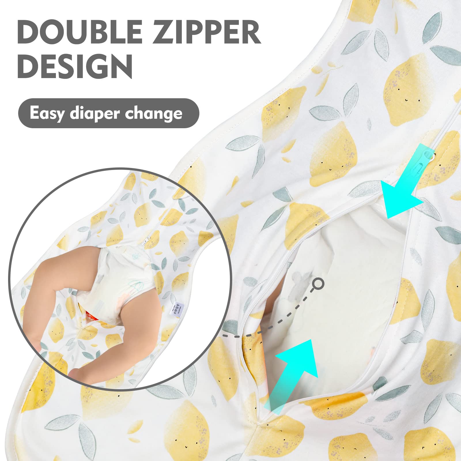 ANYEDDE two-way zipper design for easy diaper change.