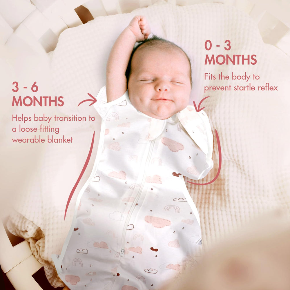 ANYEDDE two-way zipper swaddle image; enables easy diaper changes.