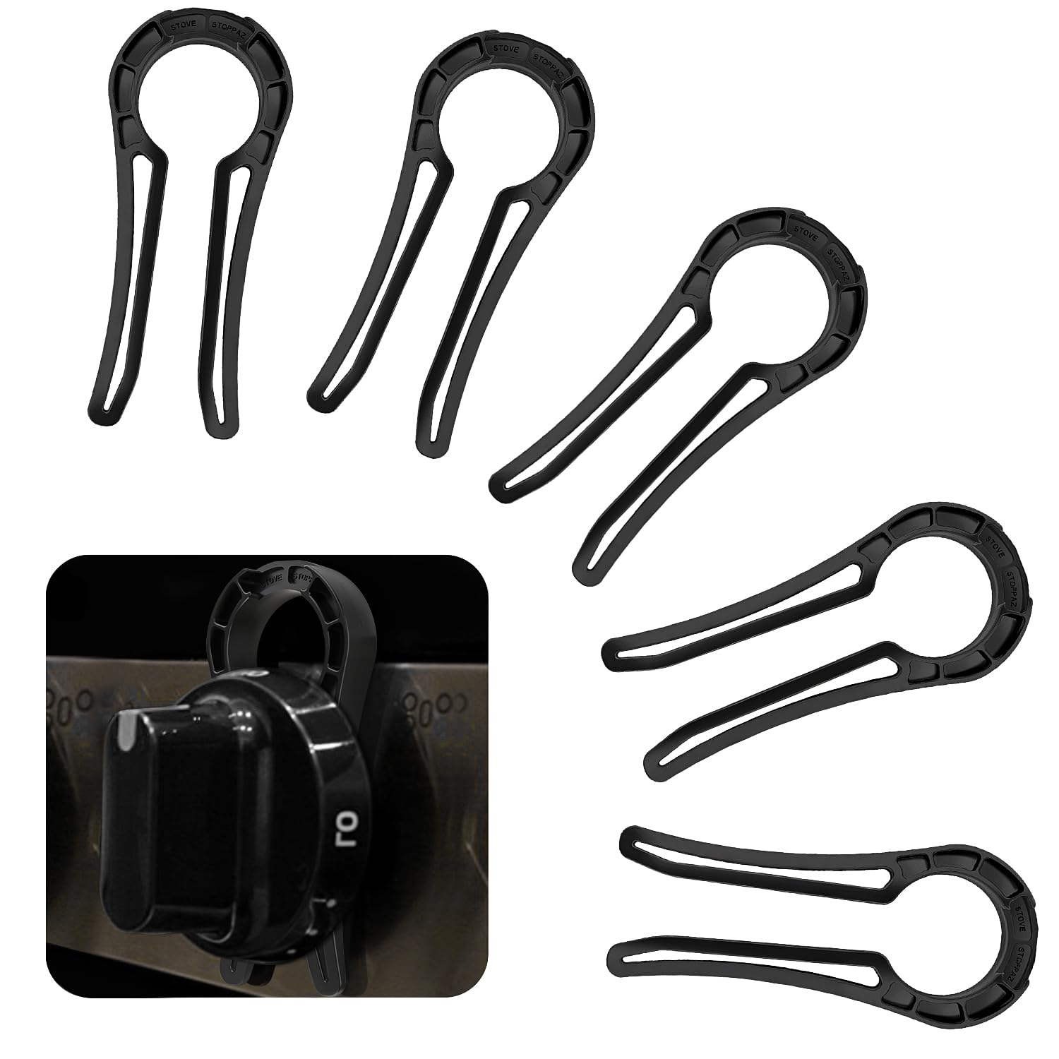 Anysun gas stove knob lock in black protects children from accidental knob twists.