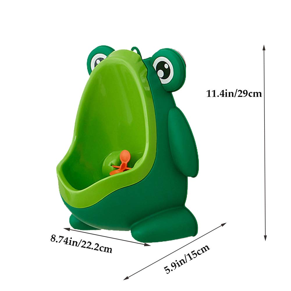 Anyumocz frog pee training urinal side view highlights kid-friendly color and appeal