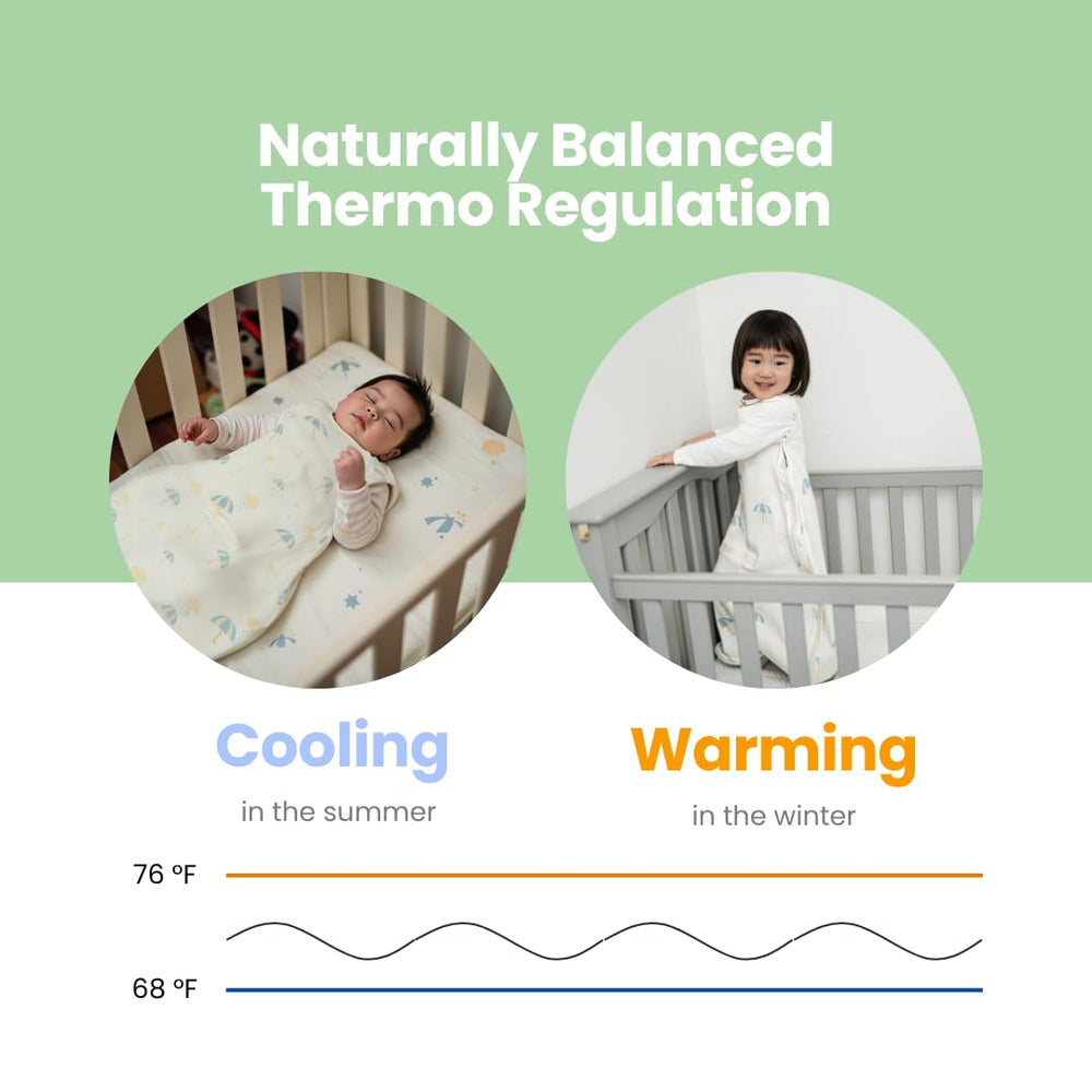 AnZai Merino Sleep Sack adjustable fit supports growing child.