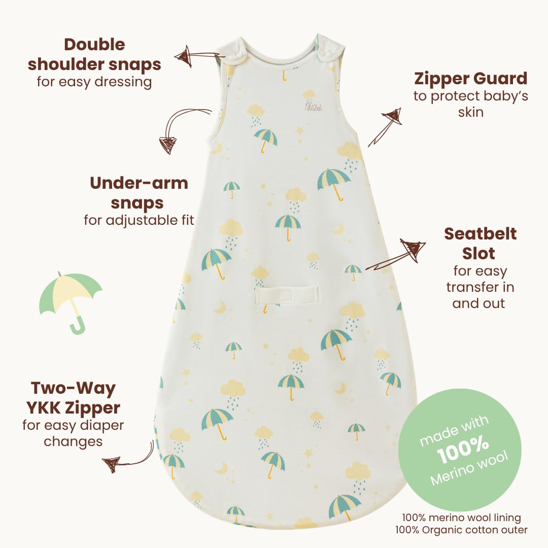 AnZai Merino Sleep Sack offers breathable warmth for all seasons.