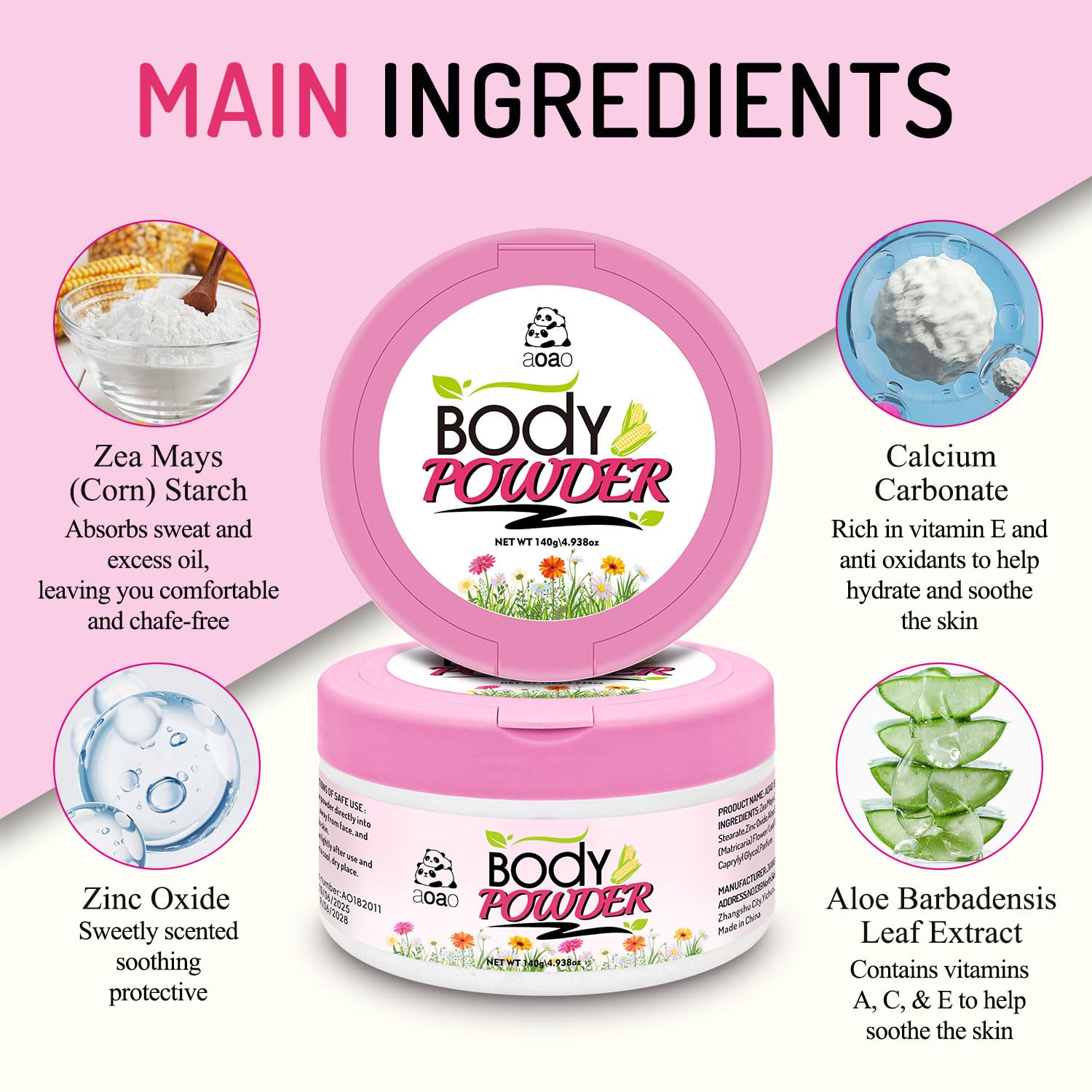 AOAO body powder corn starch absorption for dryness