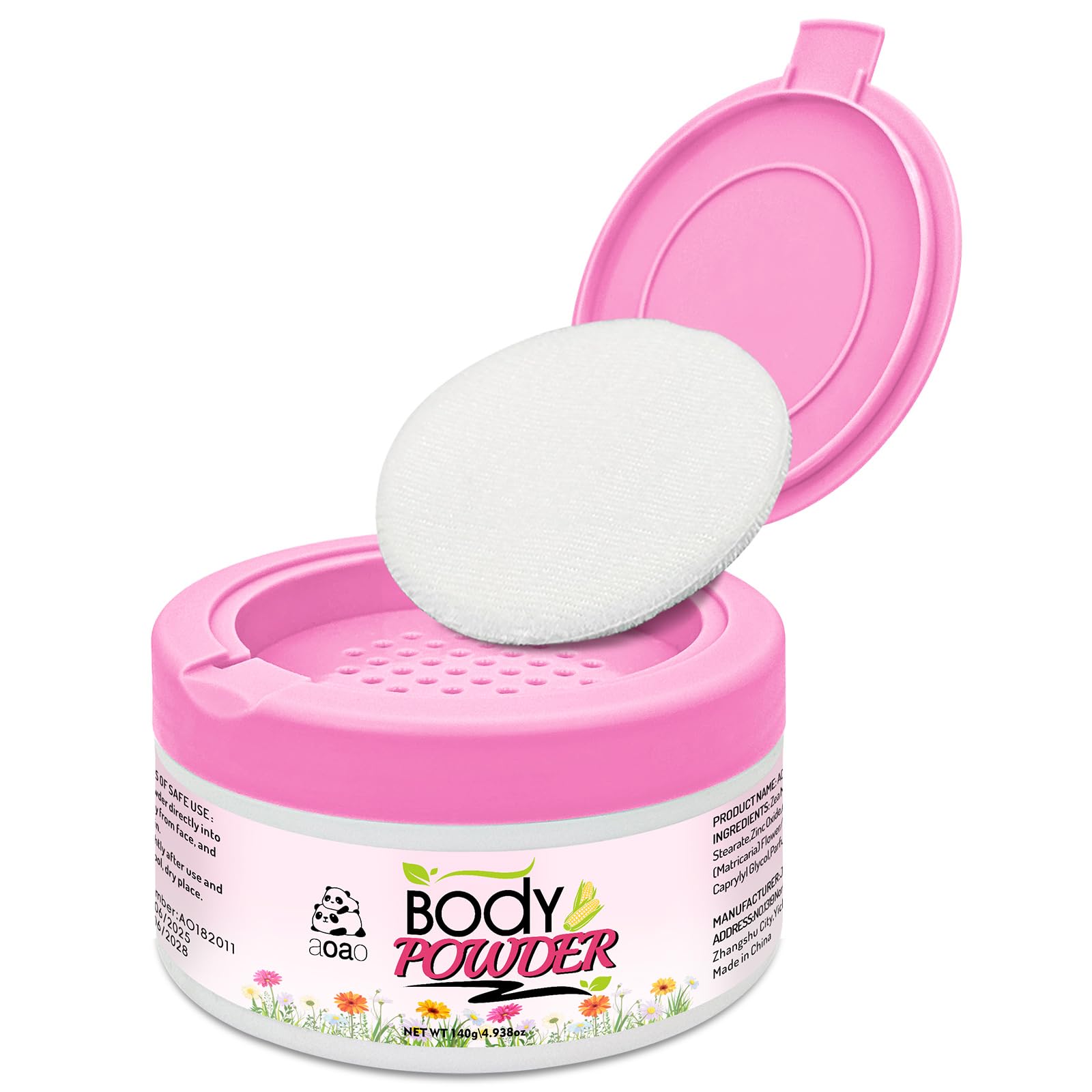 AOAO body powder packaging box and product presentation