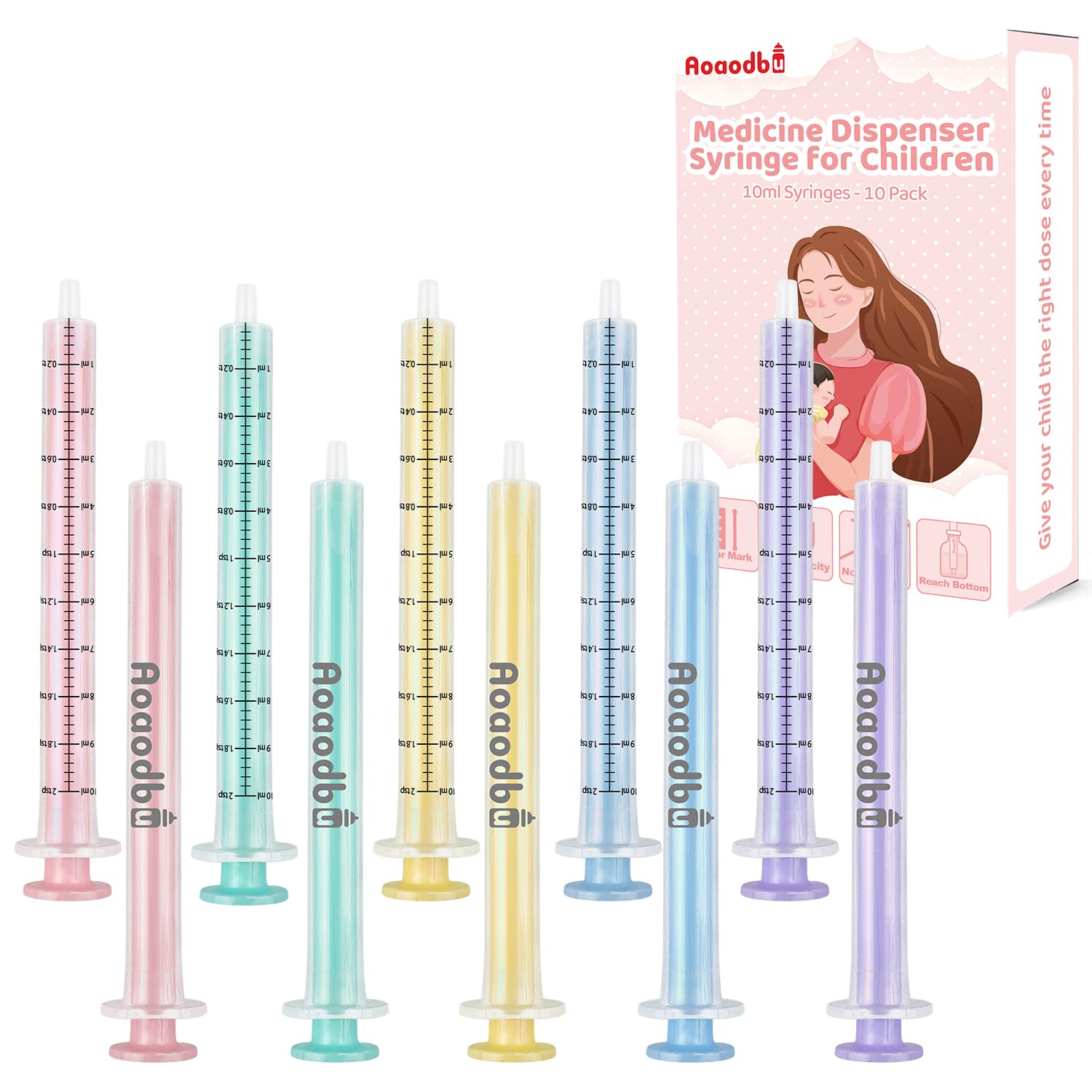 Aoaodbu baby medicine dispenser syringe with colorful design for easy dosing.
