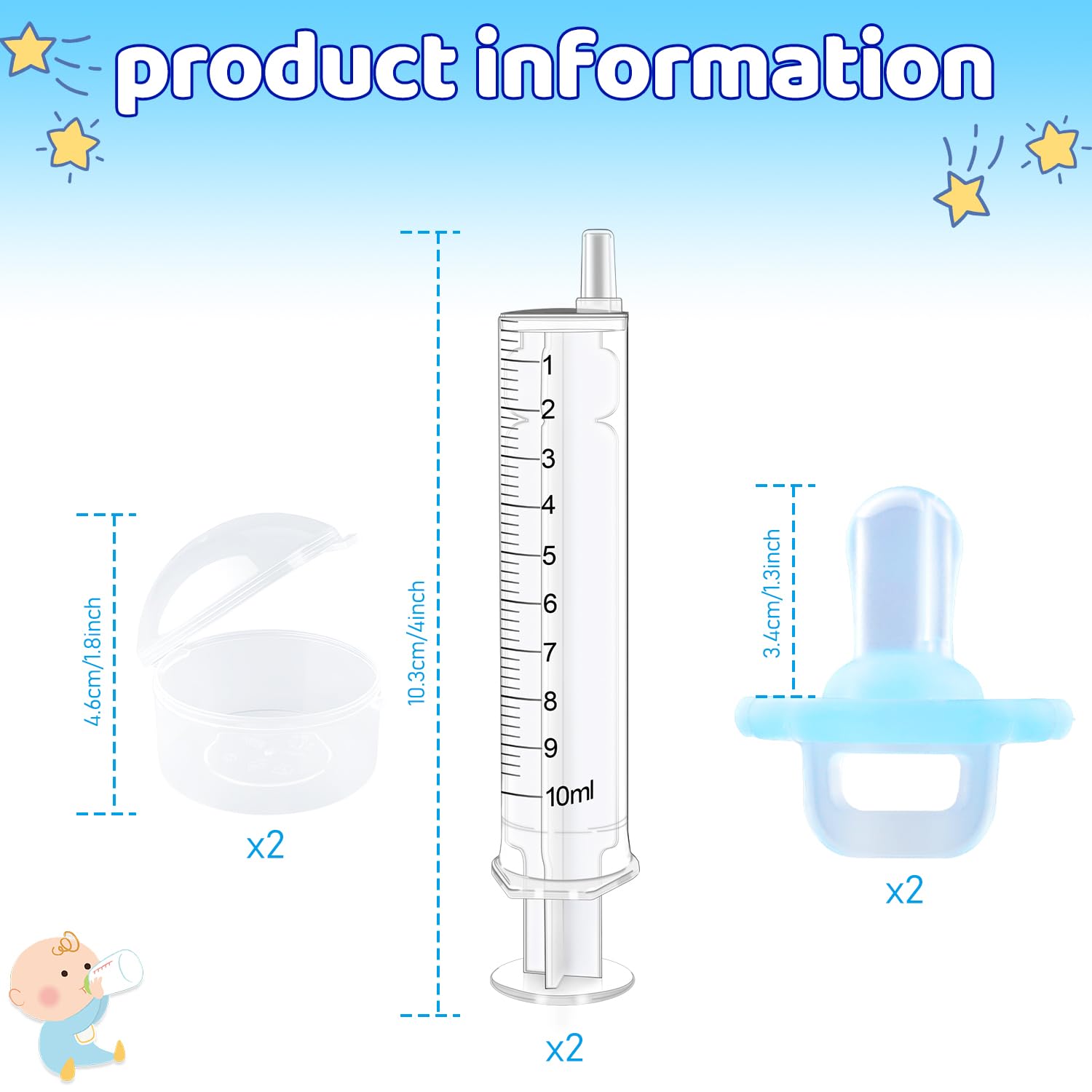 Aoaodbu blue silicone pacifier for soothing infants while administering medicine.