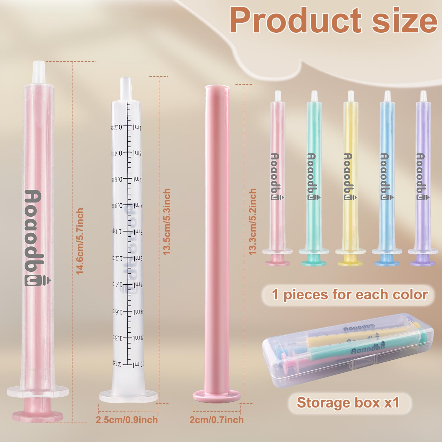 Aoaodbu colorful syringes set shown for kid-friendly medication dosing
