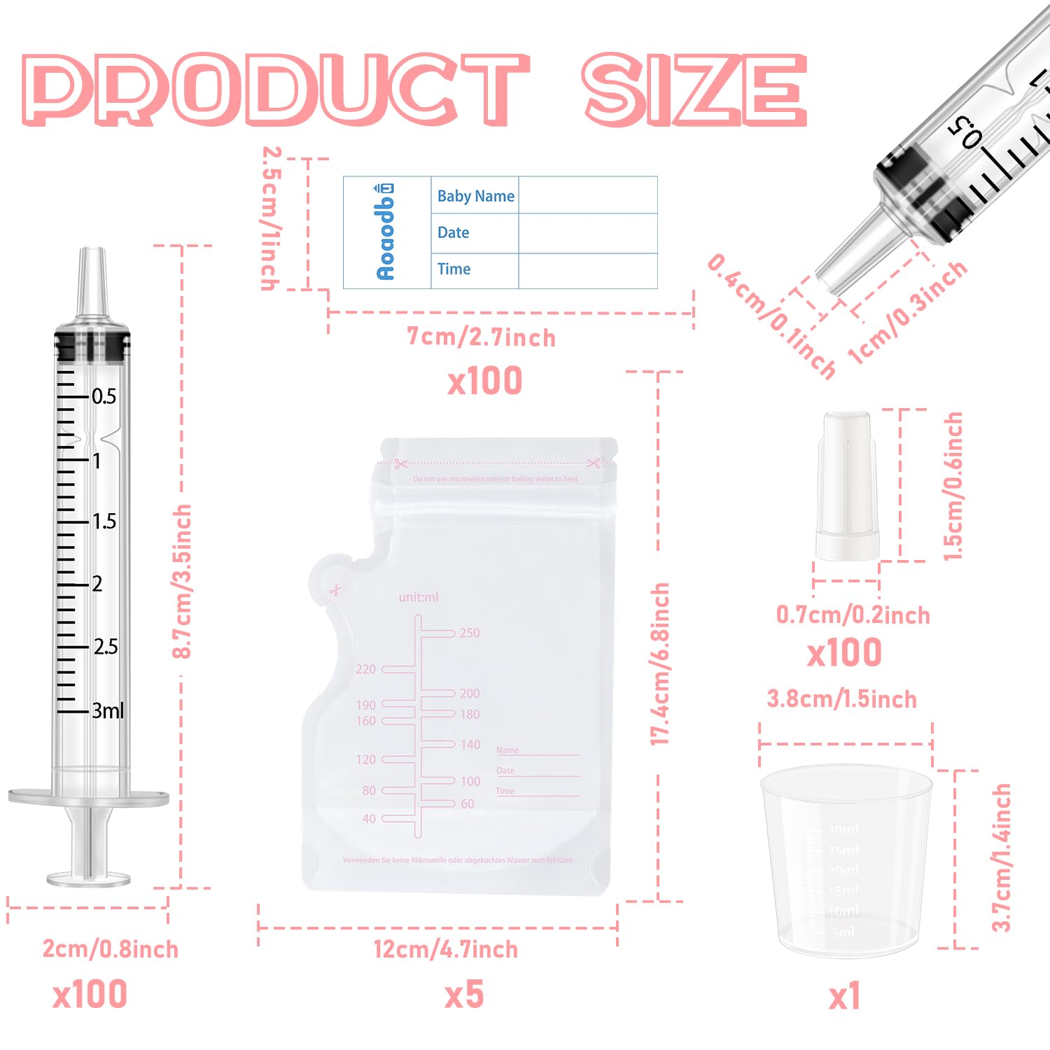 Aoaodbu Colostrum Collector Kit 100 syringes ready for clean collection.