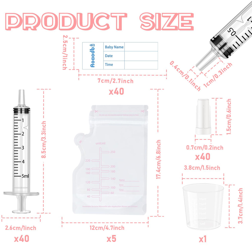 Aoaodbu Colostrum Collector Kit showing 5 storage bags for organization