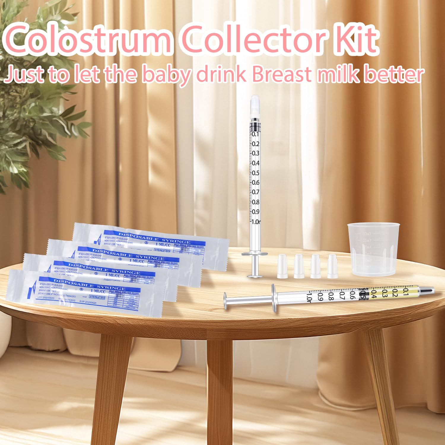 Aoaodbu Colostrum Collector Kit syringe caps organized for clean use