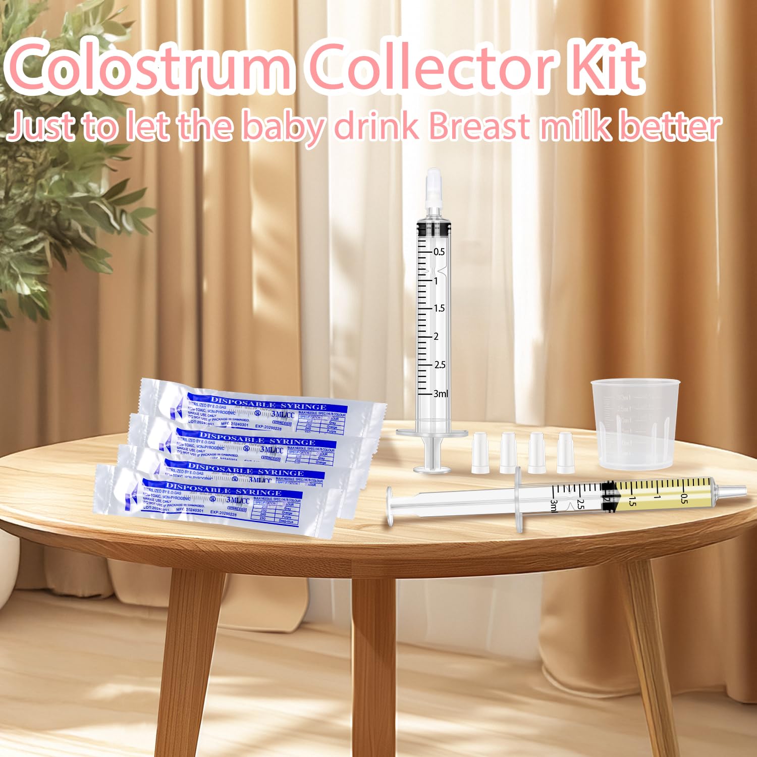 Aoaodbu colostrum syringe caps arranged for easy assembly and hygienic use.