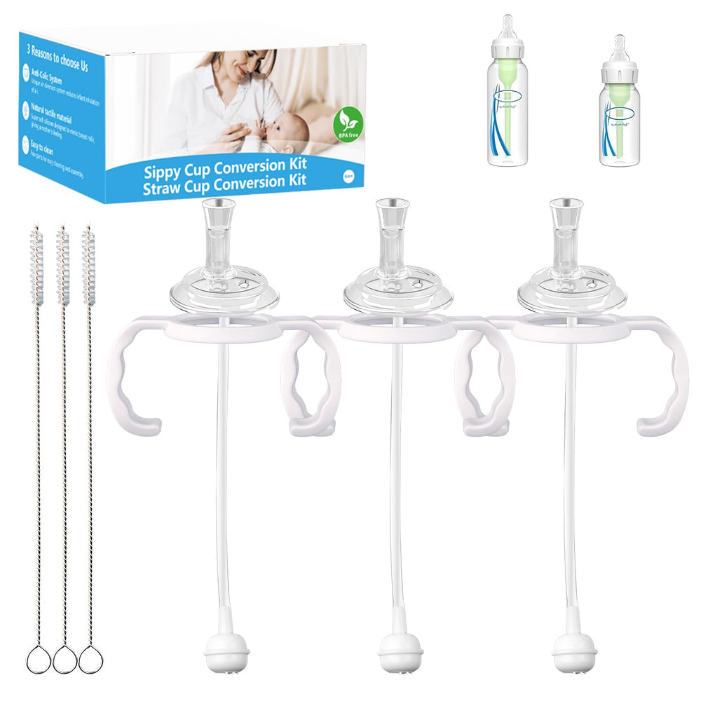 AOAODBU straw cup conversion kit close-up shows a soft nipple for smoother bottle-to-cup transitions.