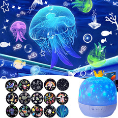 AOAUTO 15-films projector above a kid's room creating imaginative bedtime scenes