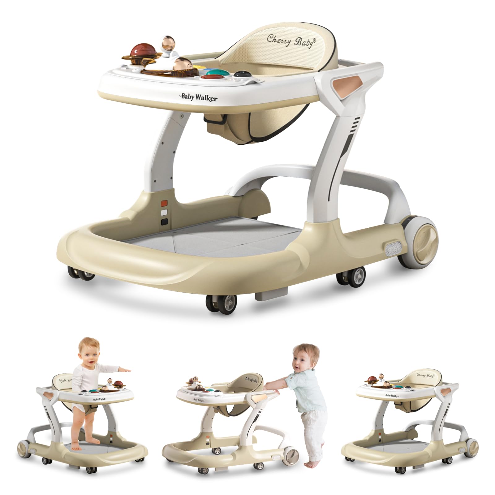 Aobalvn music and lights baby walker with interactive panel boosts curiosity during early steps