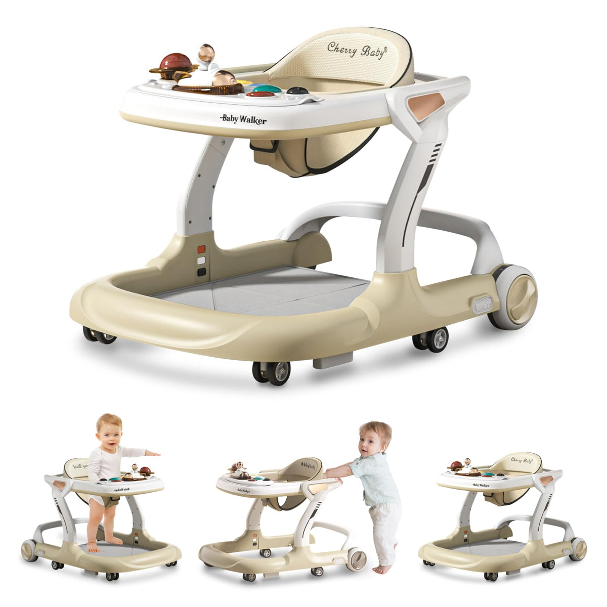 Aobalvn music and lights baby walker with interactive panel boosts curiosity during early steps