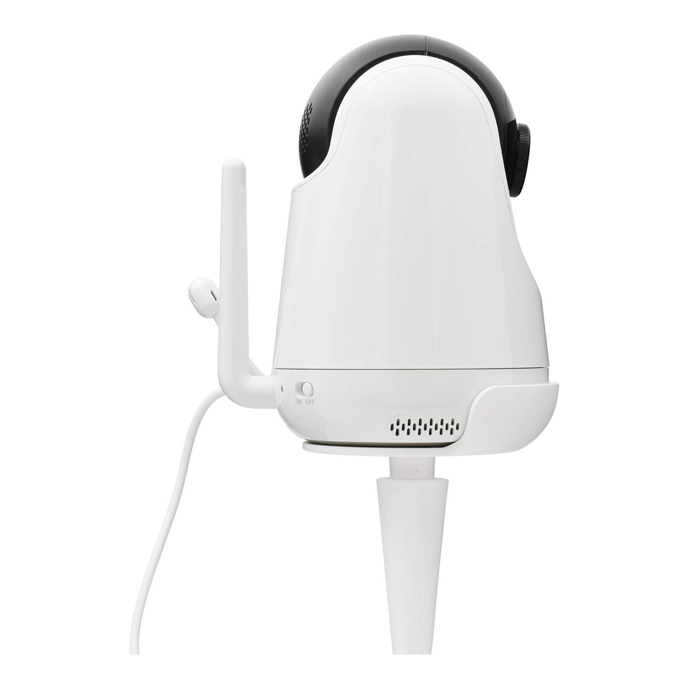 Over-crib viewing is simplified with extended reach and tilt control.