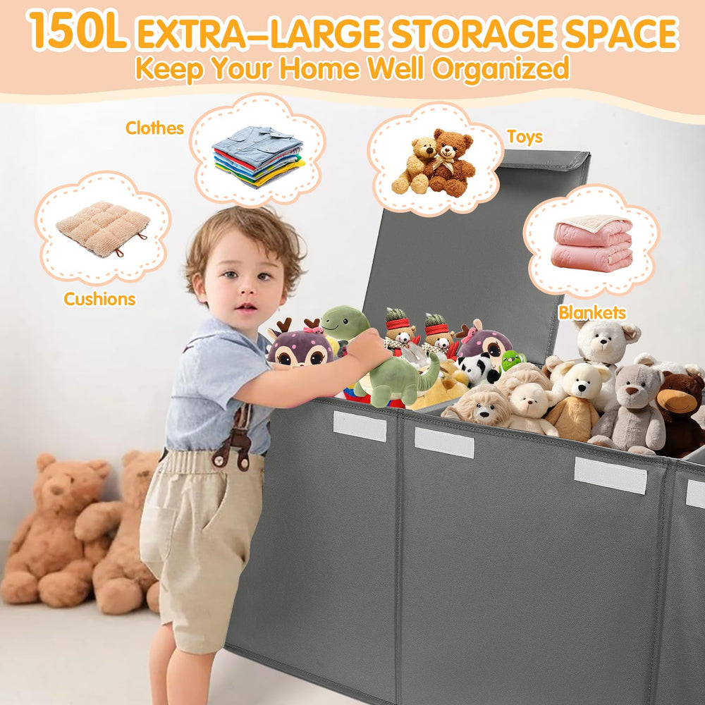 AOBOPLE toy chest durable handles enable easy transport between rooms.