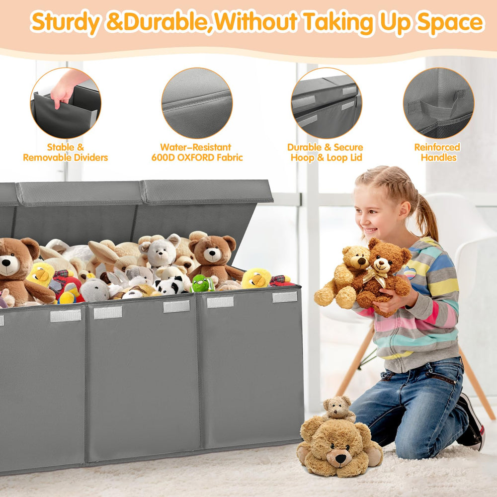 AOBOPLE toy chest with lid keeps clutter hidden and contained.