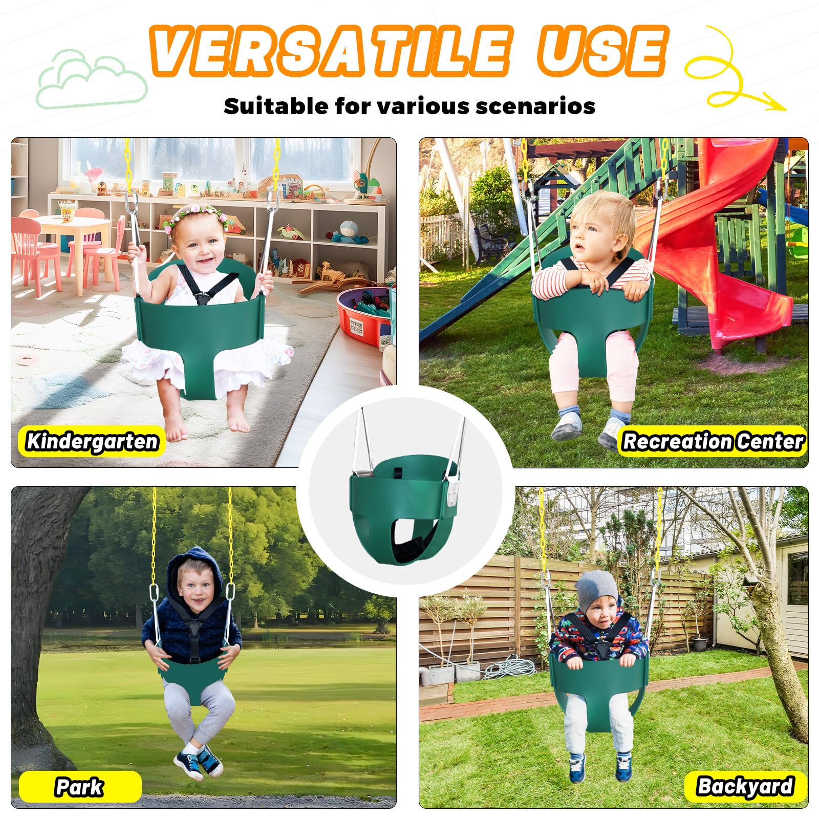 AOBOTE versatile installation on swingsets, trees, terraces, or ceilings