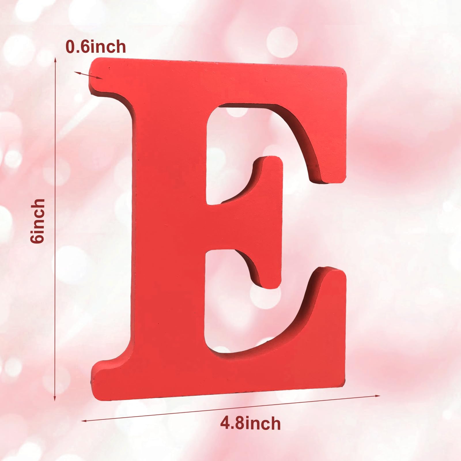AOCEAN 6-inch red wood letter side view for crafting projects