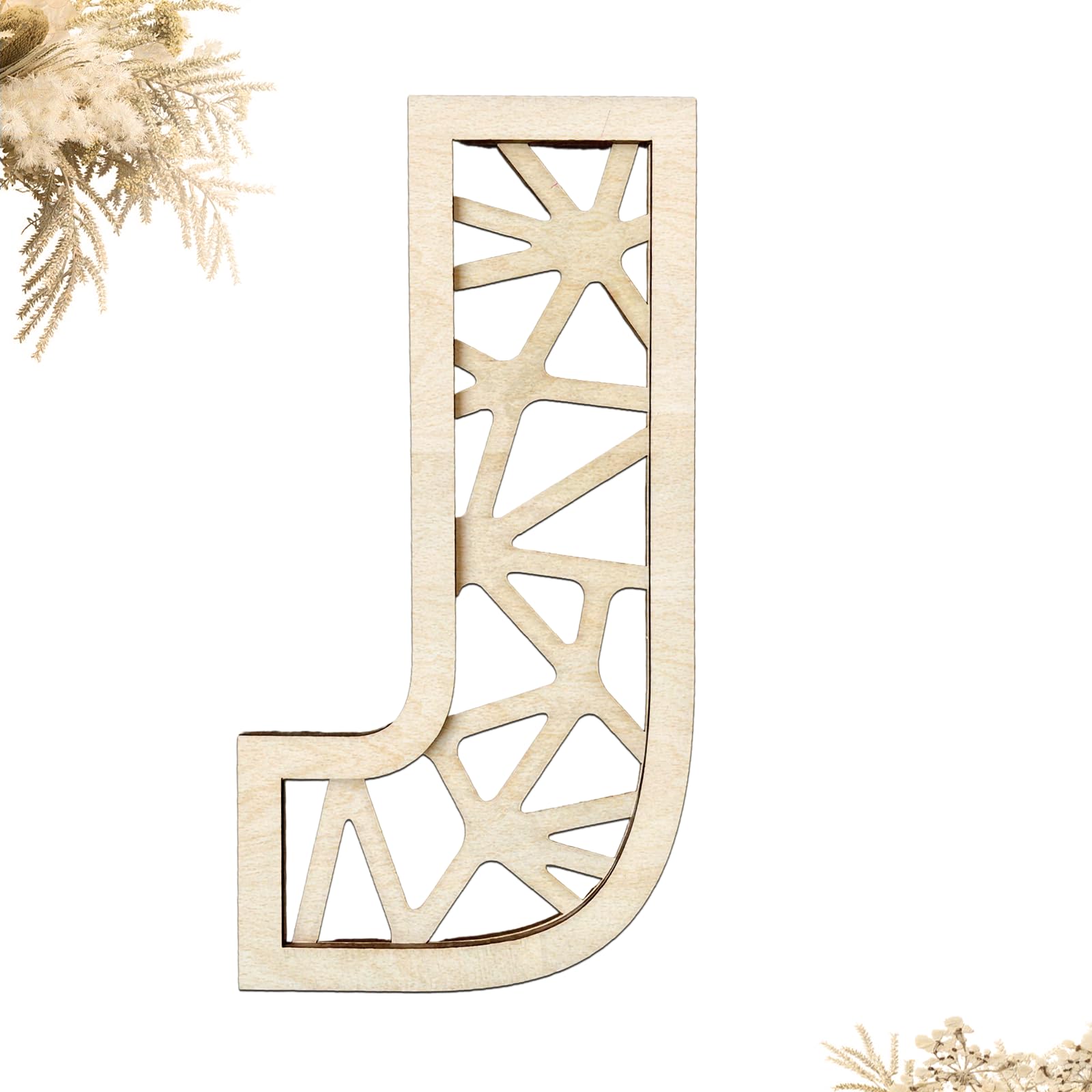AOCEAN 8-inch rattan letter front view, ideal wall decor with rustic charm.