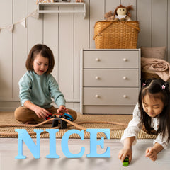 AOCEAN paintable wood letters laid flat for DIY customization and projects