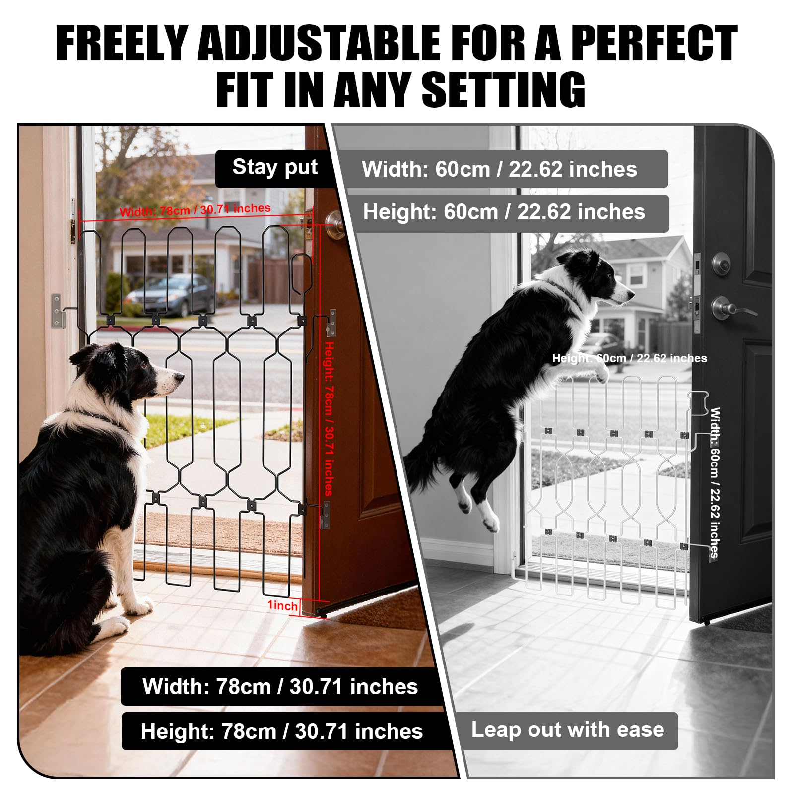 AOFANPET clear metal grid design preserves visibility while containing pets