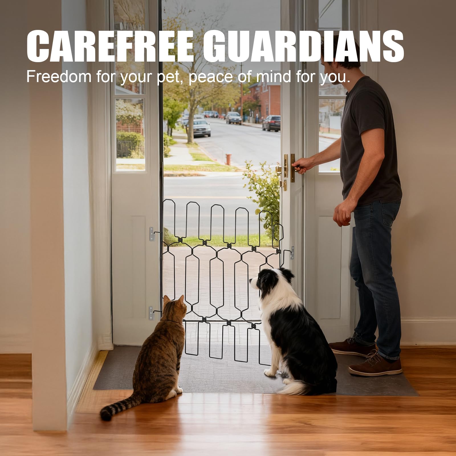 AOFANPET door gate fits inward and outward swinging doors.