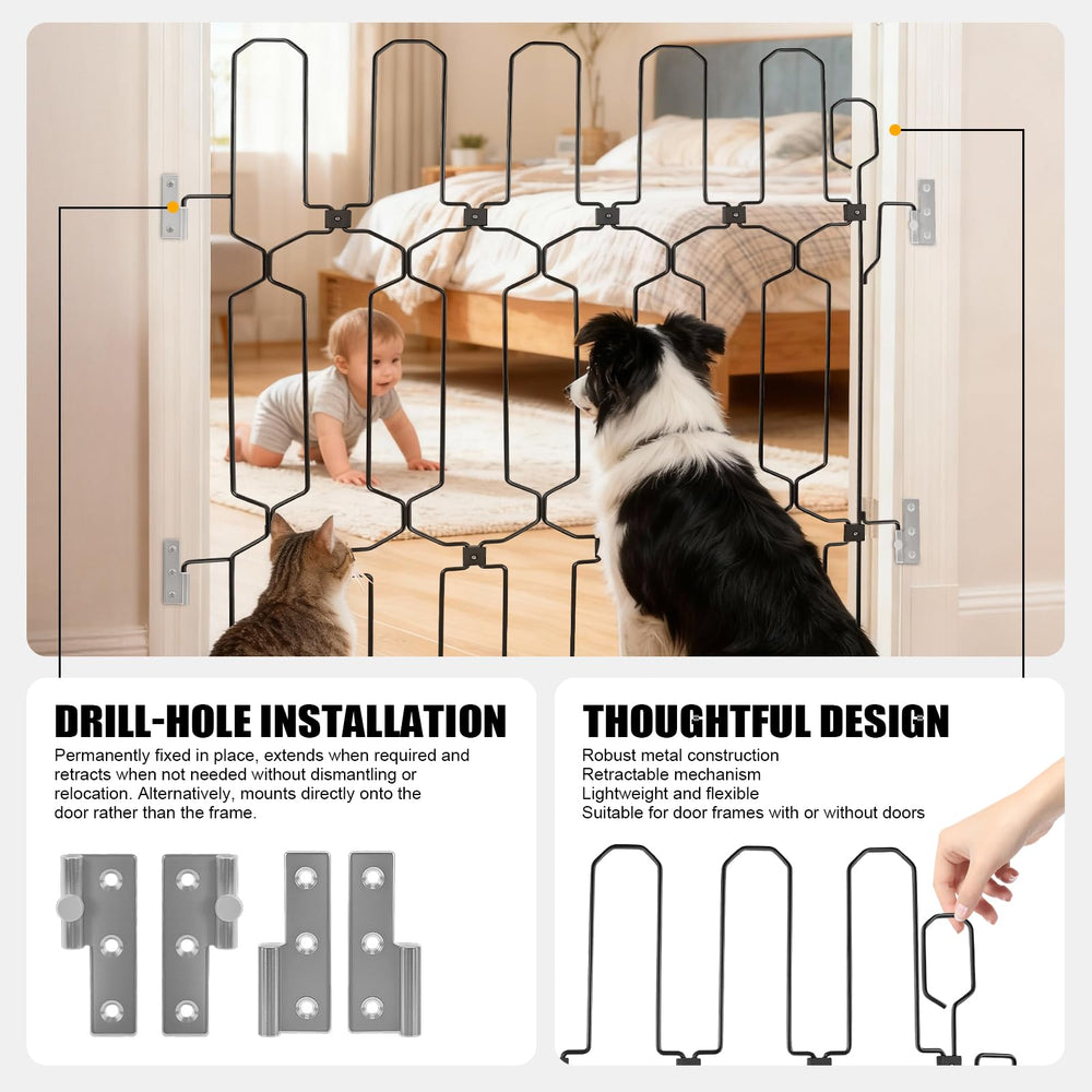 AOFANPET gate folds flat for discreet storage beside frame.