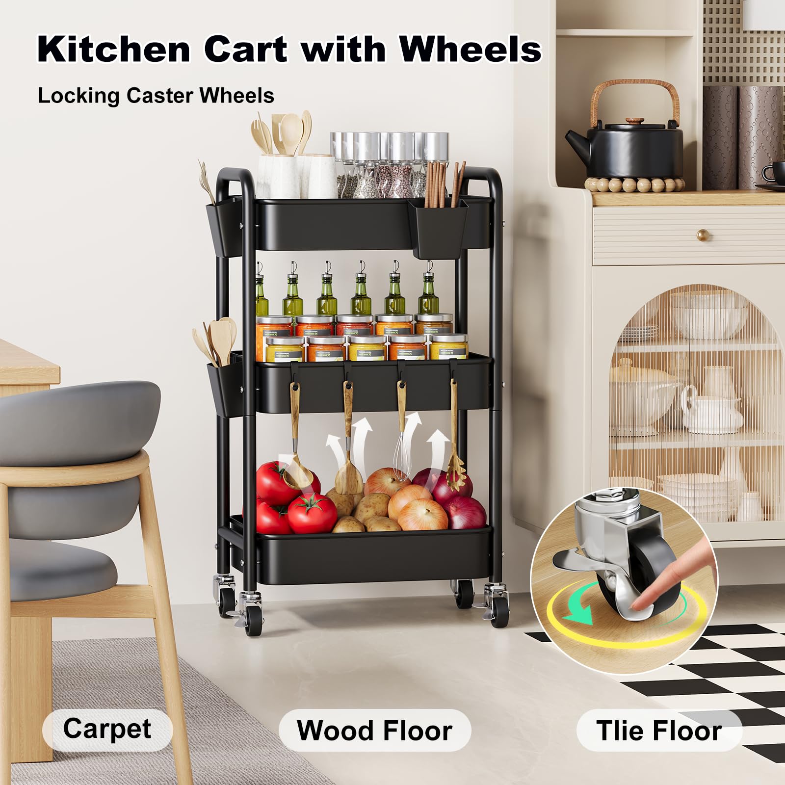 Aofure bedside-nursery-cart photo shows convenient storage near the bed.