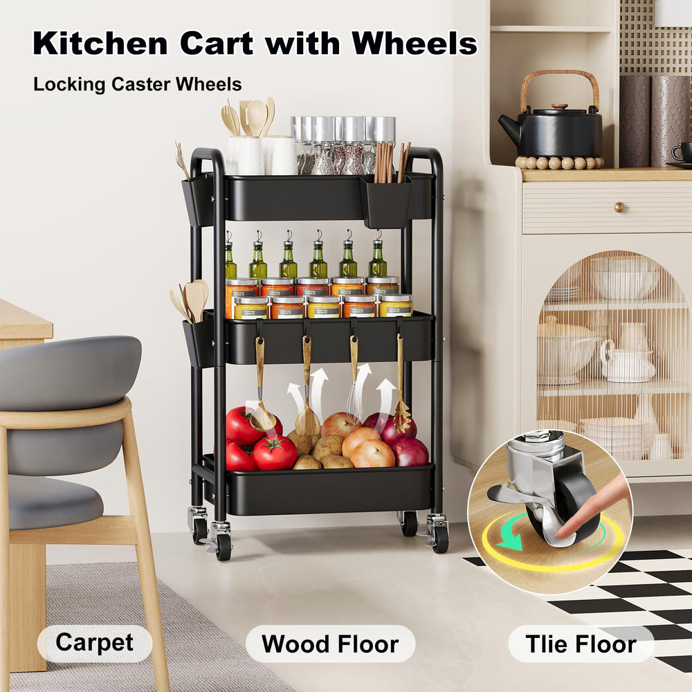 Aofure bedside-nursery-cart photo shows convenient storage near the bed.