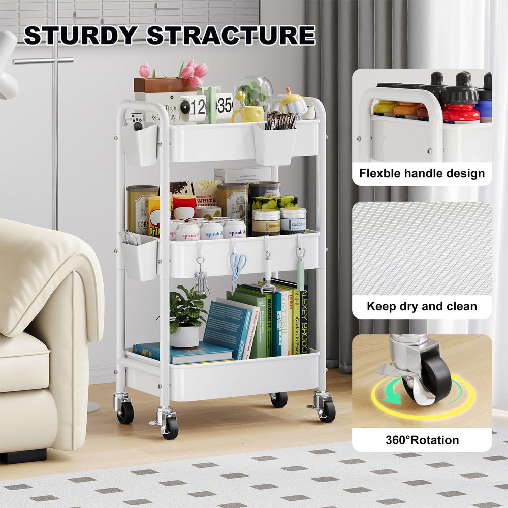 Aofure movement-friendly nursery cart keeps essentials within arm's reach.