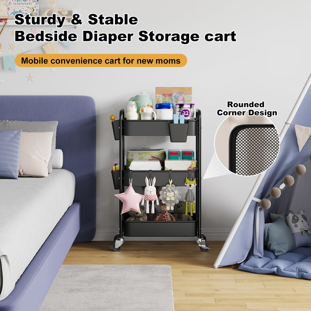Aofure nursery-organization ideas image showcases versatile placement beside changing table.