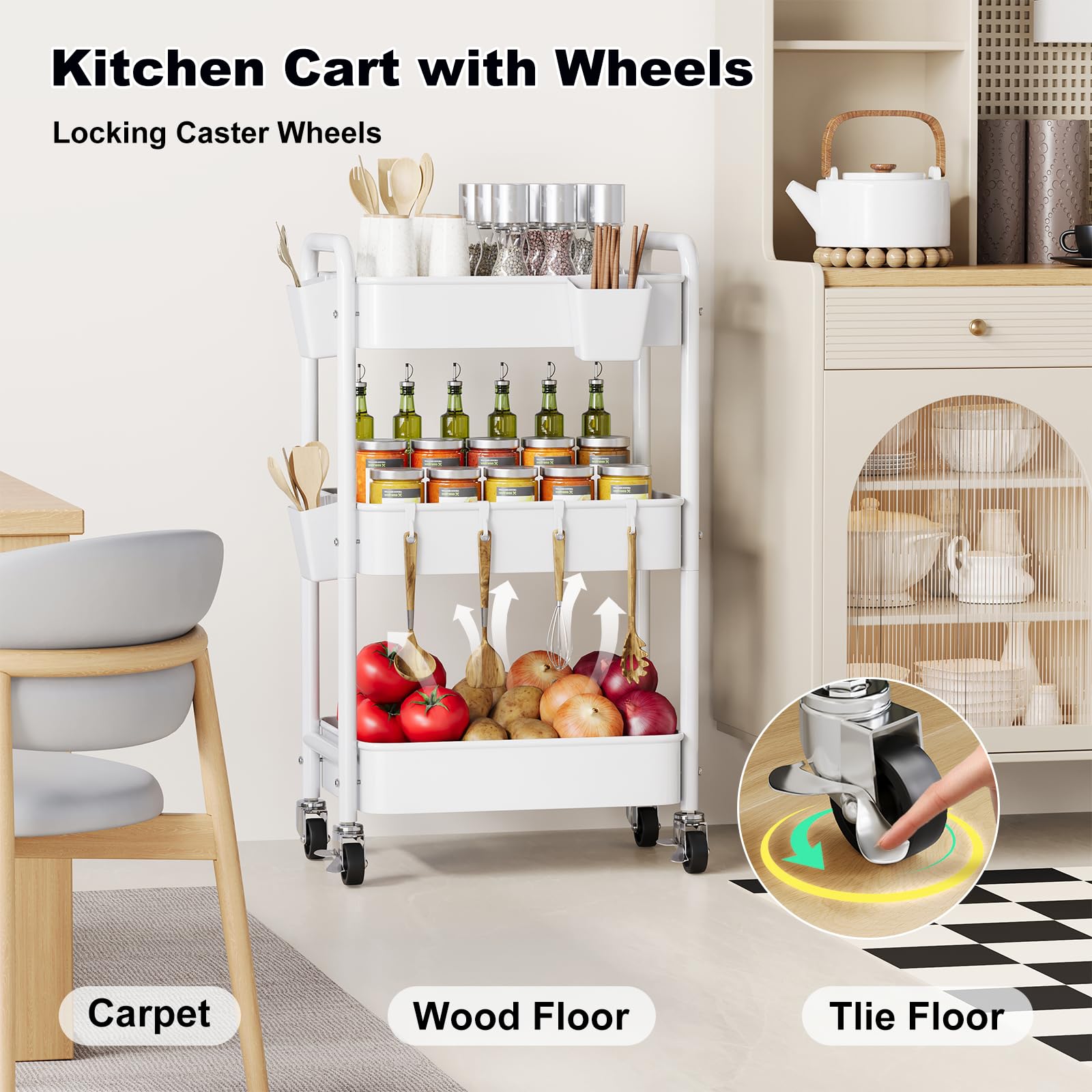 Aofure versatile organizer cart suits changing tables, cribs, and bathrooms.