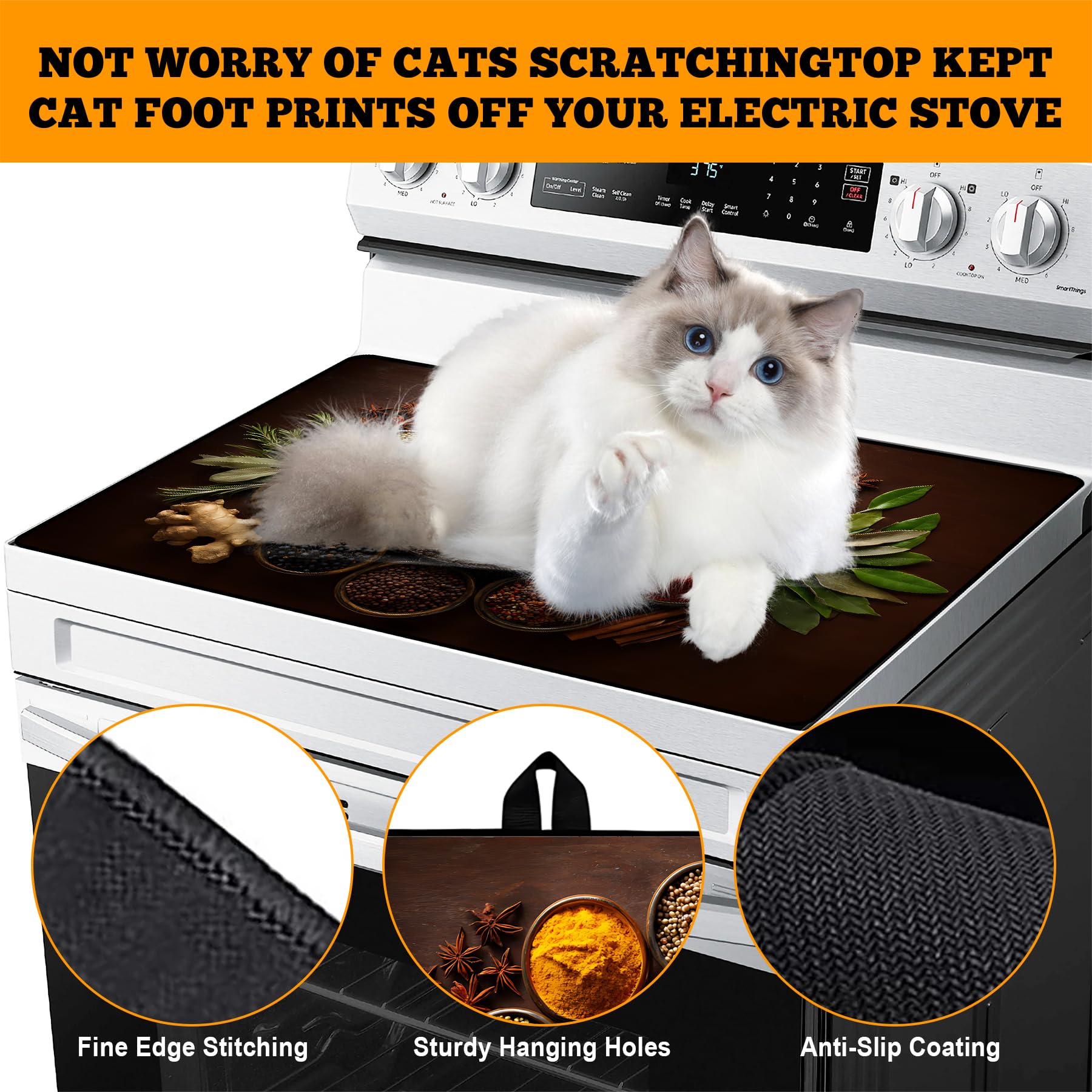 AOHMPT stove top cover rolled for storage keeps countertops tidy and ready.