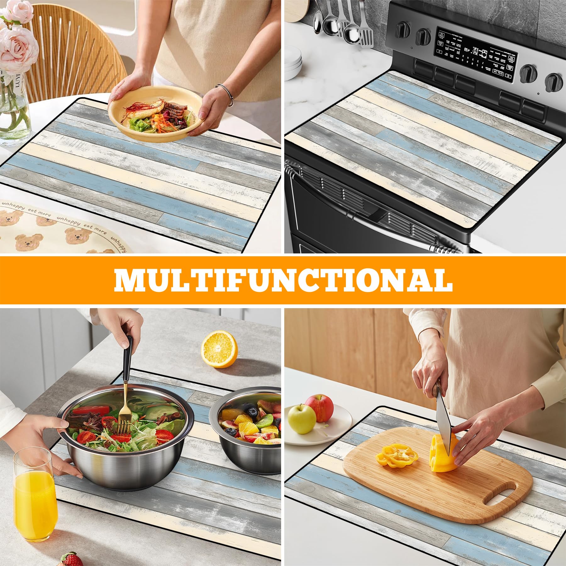 AOHMPT stove top cover under small appliances prevents slips.