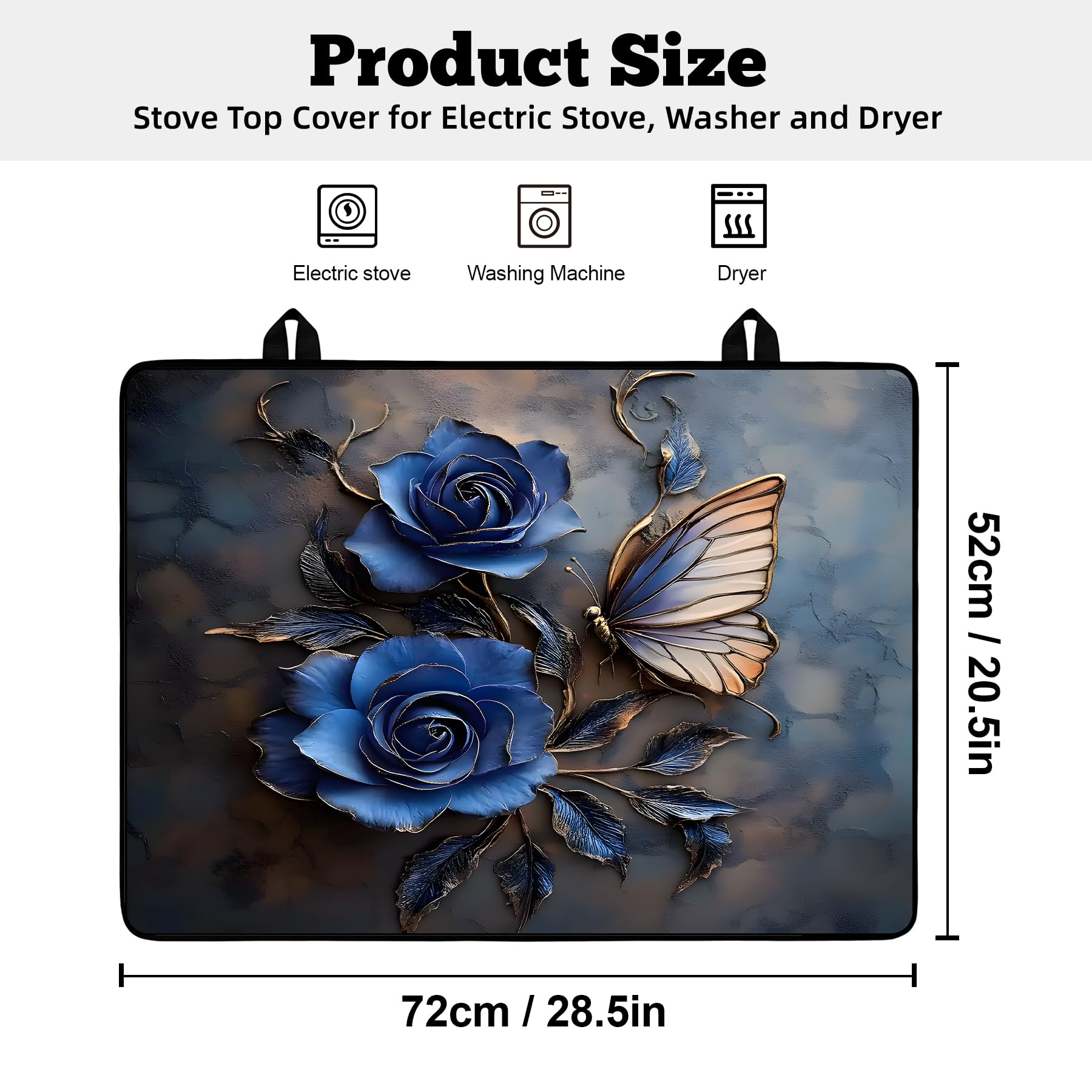 AOHMPT stove top cover in floral pattern shields glass surfaces and brightens counters