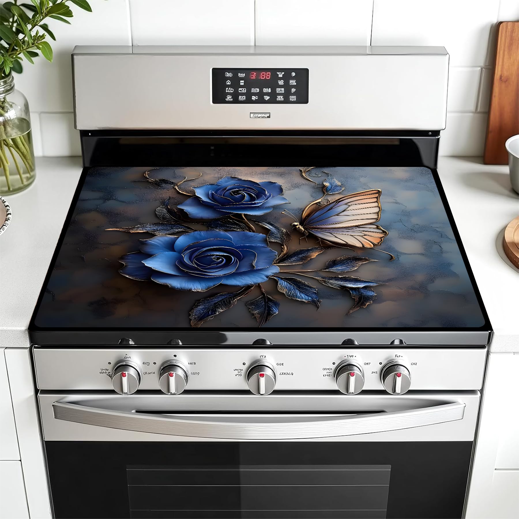 AOHMPT stove top cover with geometric pattern protecting surface and elevating style