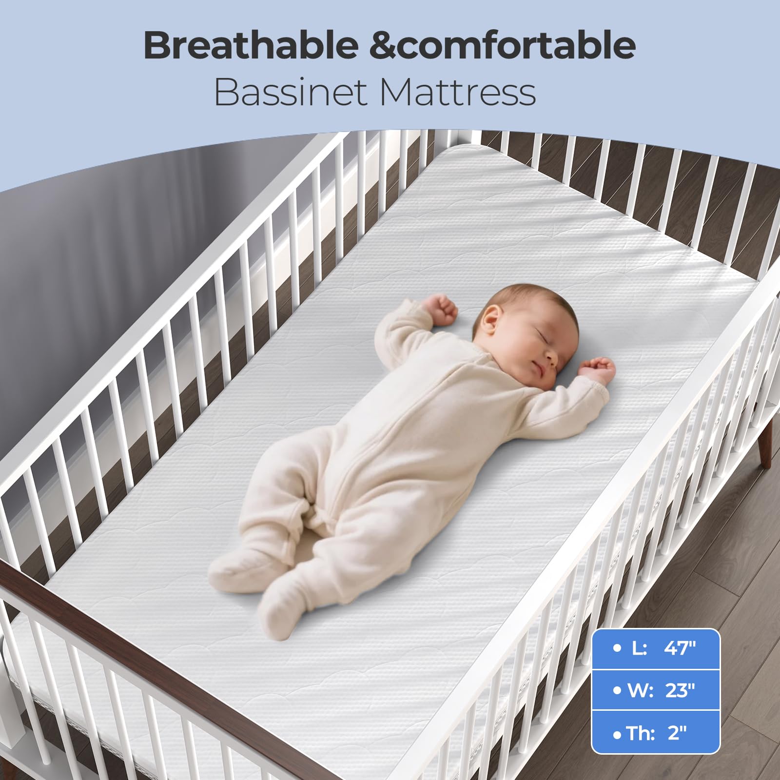 AOHWIDER bassinet mattress fits ADOVEL, BabyBond, and ELEMARA beds