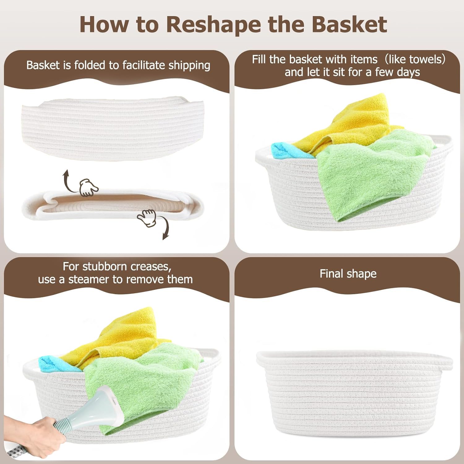 Aoiutrn basket with sturdy handles for easy carrying between rooms.